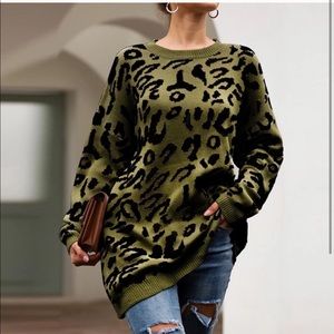 Green Leopard Sweater